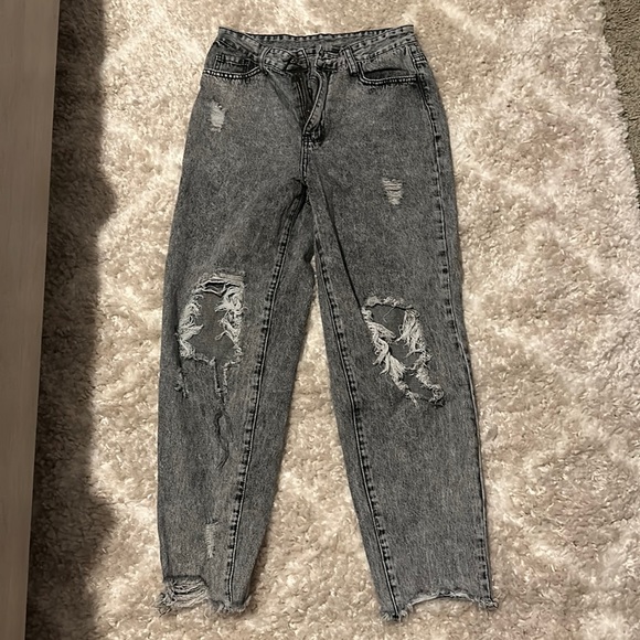 Black/ grey ripped jeans - Picture 1 of 1